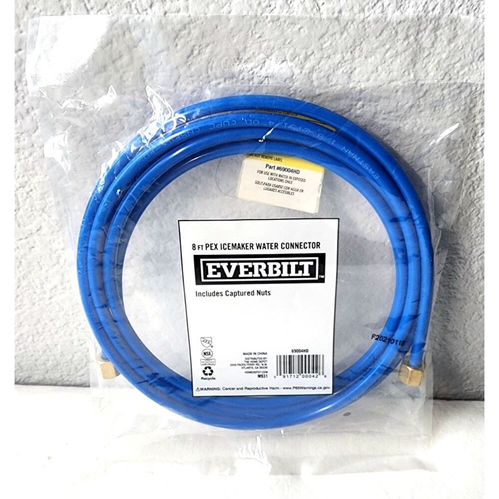 Everbilt 8ft PEX Ice Maker Water Connector 69004HD with Captured Nuts